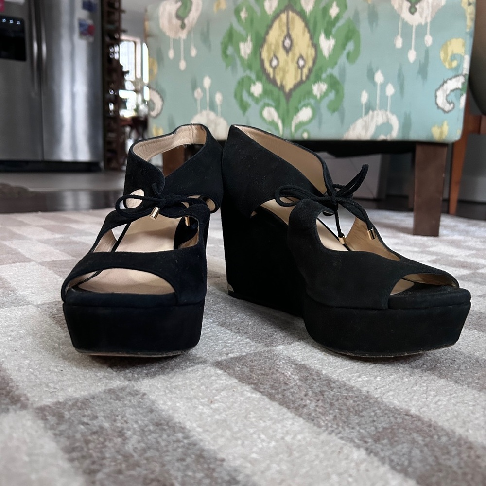 JIMMY CHOO Black Suede Wedges - Picture 2 of 6